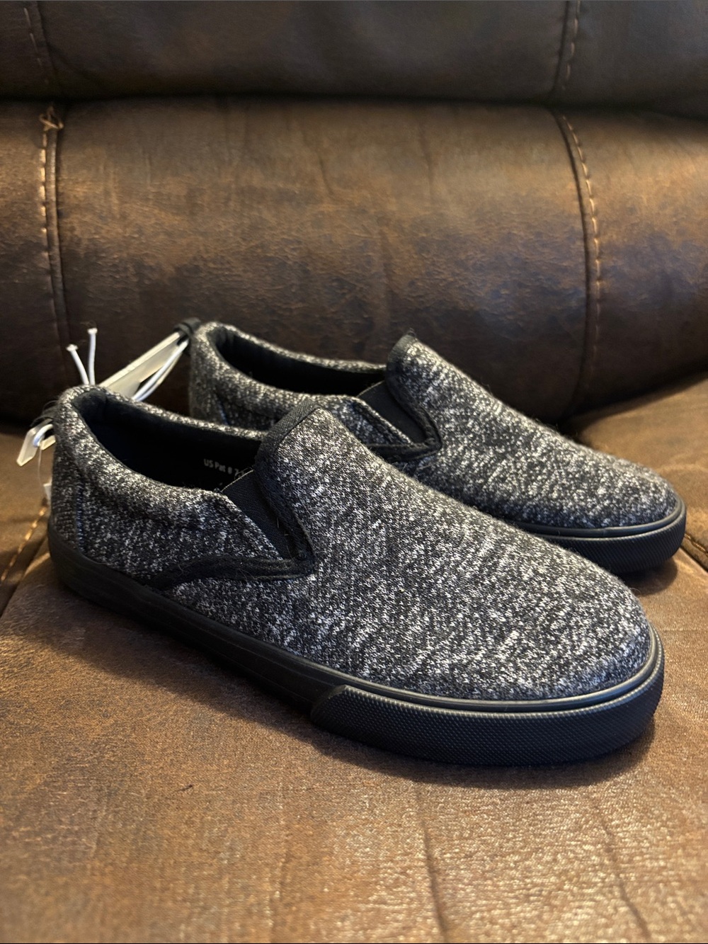 Crazy 8 Marled Slip On Sneakers Black and White size 2 or 3